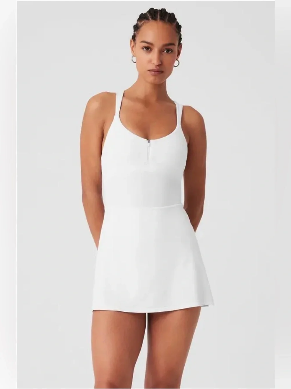 Alo Yoga Alosoft Showcase Tennis Dress Built In Shorts & Bra White Size Small
